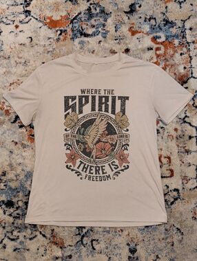 'Where the Spirit Of The Lord Is There Is Freedom' Pink Crewneck T-Shirt